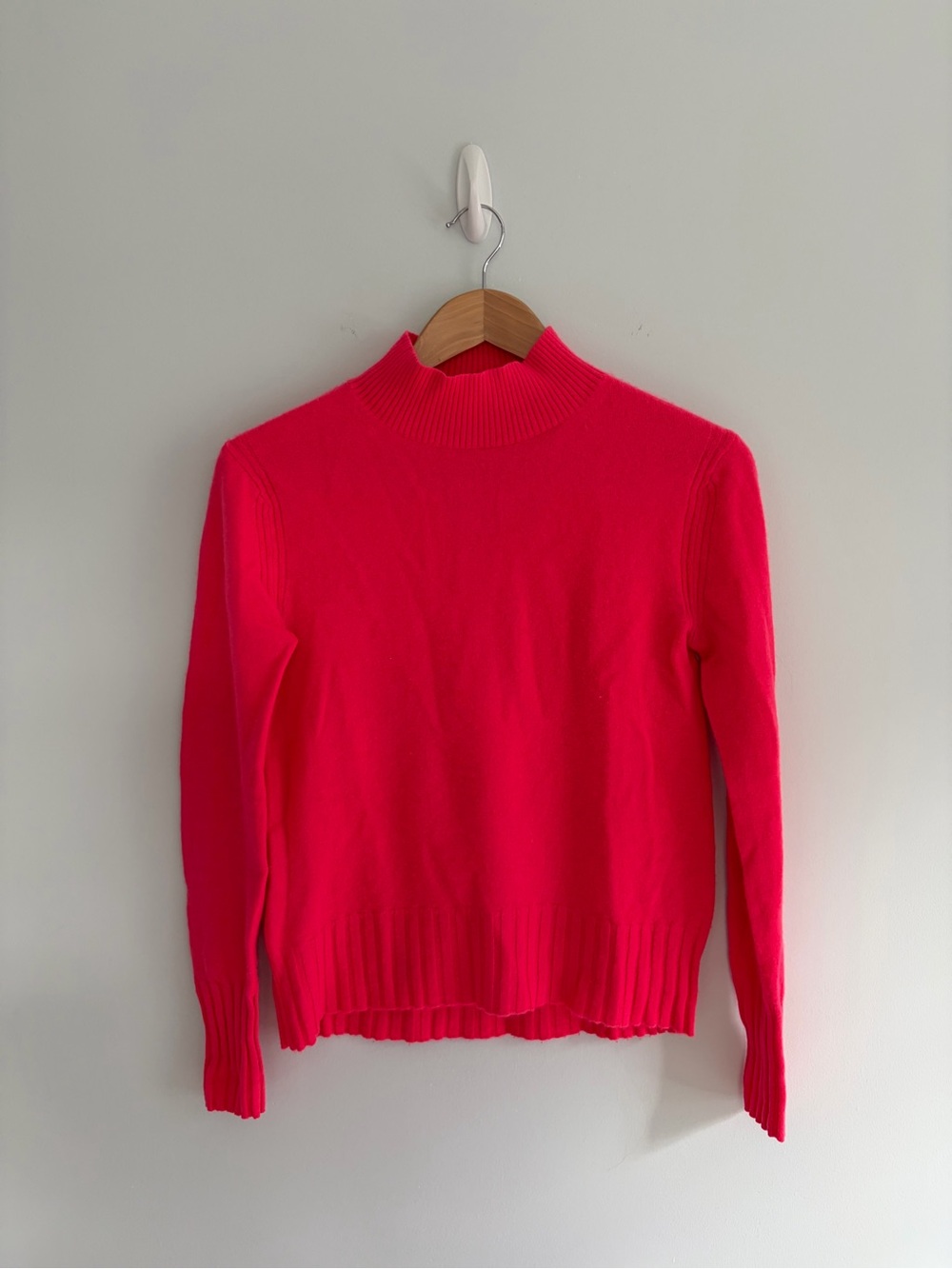J. Crew Cashmere Bright Hot Pink Mock Neck Sweater